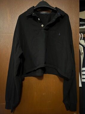Ralph Lauren Black Cropped Polo Top